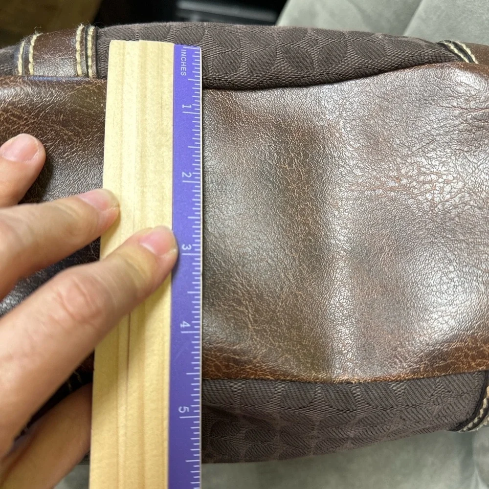 Fossil Brown Signature Canvas & Leather Buckle Tote Bag